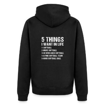 Sport 5 choses que je veux dans la vie Softball - Veste à capuche bio Premium Unisexe - noir - Dos - Nico (187cm)