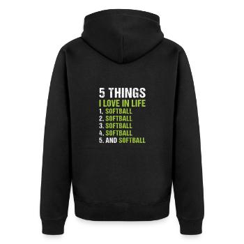 Sport 5 choses que j’aime dans la vie Softball - Veste à capuche bio Premium Unisexe - noir - Dos - Nico (187cm)