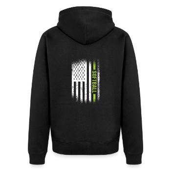 Sport Us Flag Softball - Unisex Premium Bio Zip Hoodie - Schwarz - Hinten - Nico (187cm)