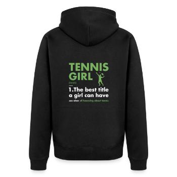 Sport Girl Definition Tennis - Unisex Premium Bio Zip Hoodie - Schwarz - Hinten - Nico (187cm)