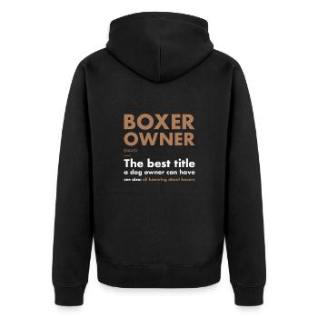 Boxer Owner Definition - Unisex Premium Bio Zip Hoodie - Schwarz - Hinten - Nico (187cm)