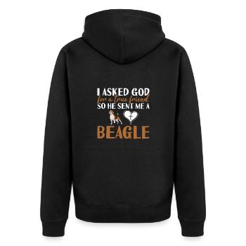 I Asked God For A True Friend Beagle - Unisex Premium Organic Zip Hoodie - black - Back - Nico (187cm)