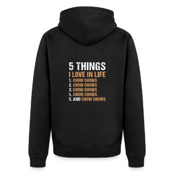 5 Things I Love In Life Chow Chow - Unisex Premium Bio Zip Hoodie - Schwarz - Hinten - Nico (187cm)