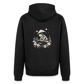 Frog Cottagecore Moon - Unisex Premium Organic Zip Hoodie - black - Back - Nico (187cm)