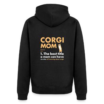 Chien Corgi Maman Définition - Veste à capuche bio Premium Unisexe - noir - Dos - Nico (187cm)