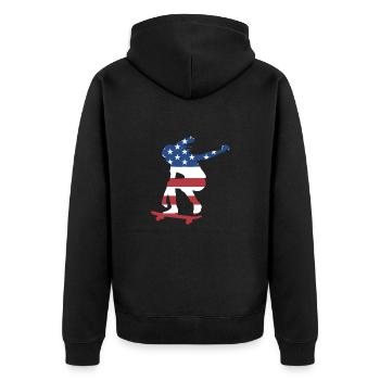 Sport Us Flag Skateboarding - Unisex Premium Bio Zip Hoodie - Schwarz - Hinten - Nico (187cm)