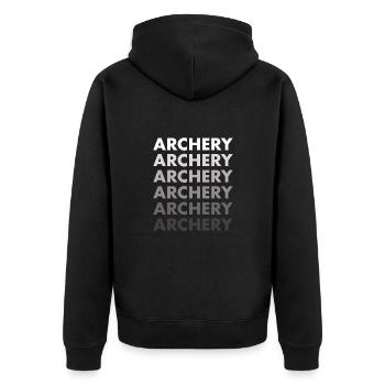 Sport Archery - Unisex Premium Organic Zip Hoodie - black - Back - Nico (187cm)