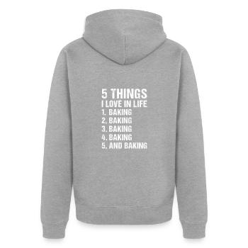 Baker 5 Things I Love In Life Baking - Unisex Premium Bio Zip Hoodie - Grau meliert - Hinten - Nico (187cm)