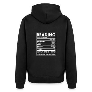 Lecture de la nutrition du lecteur - Veste à capuche bio Premium Unisexe - noir - Dos - Nico (187cm)