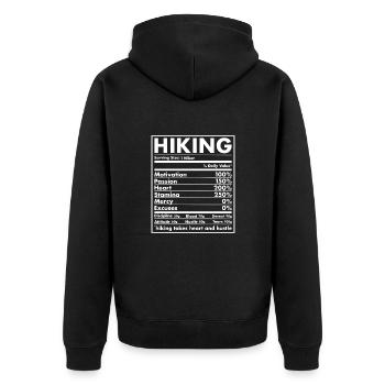 Hiker Nutrition Hiking - Unisex Premium Bio Zip Hoodie - Schwarz - Hinten - Nico (187cm)