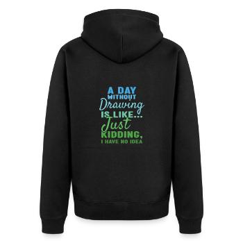 Tiroir Un jour sans dessin - Veste à capuche bio Premium Unisexe - noir - Dos - Nico (187cm)
