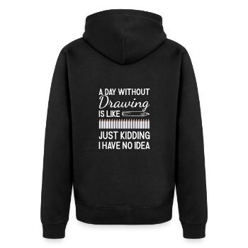 Drawer A Day Without Drawing - Unisex Premium Organic Zip Hoodie - black - Back - Nico (187cm)