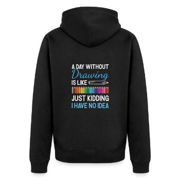 Drawer A Day Without Drawing - Unisex Premium Organic Zip Hoodie - black - Back - Nico (187cm)