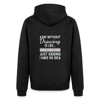 Drawer A Day Without Drawing - Unisex Premium Organic Zip Hoodie - black - Back - Nico (187cm)