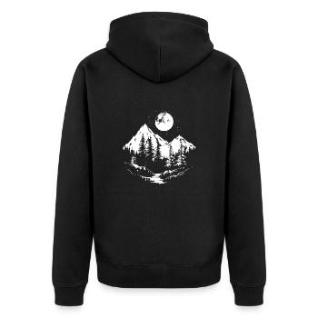 Nature Wildlife Outdoor Trees Mountains Hiking - Unisex Premium Organic Zip Hoodie - black - Back - Nico (187cm)