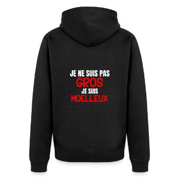 Je ne suis pas gros, je suis moelleux - Humour - Veste à capuche bio Premium Unisexe - noir - Dos - Nico (187cm)
