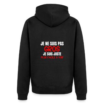 Je ne suis pas gros - Humour - Veste à capuche bio Premium Unisexe - noir - Dos - Nico (187cm)