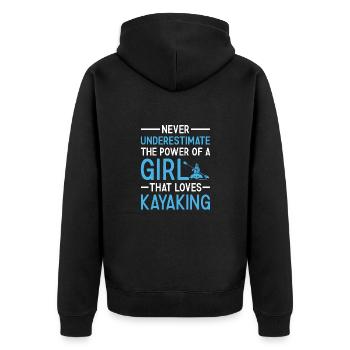 Le kayakiste ne sous-estime jamais le pouvoir d’une fille - Veste à capuche bio Premium Unisexe - noir - Dos - Nico (187cm)