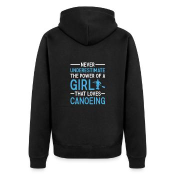 Canoeist Never Underestimate The Power Of A Girl - Unisex Premium Bio Zip Hoodie - Schwarz - Hinten - Nico (187cm)