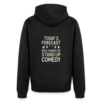 Comedian Today's Forecast Stand Up Comedy - Unisex Premium Bio Zip Hoodie - Schwarz - Hinten - Nico (187cm)
