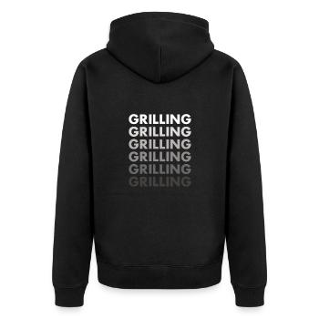 Griller Grilling - Unisex Premium Bio Zip Hoodie - Schwarz - Hinten - Nico (187cm)