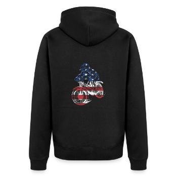 Biker Us Flag Mountain Biking - Unisex Premium Organic Zip Hoodie - black - Back - Nico (187cm)