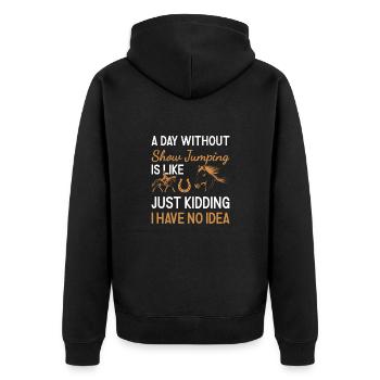 Jumper Une journée sans saut d’obstacles - Veste à capuche bio Premium Unisexe - noir - Dos - Nico (187cm)