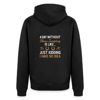 Jumper Une journée sans saut d’obstacles - Veste à capuche bio Premium Unisexe - noir - Dos - Nico (187cm)