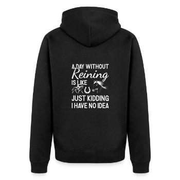 Reiner A Day Without Reining - Unisex Premium Organic Zip Hoodie - black - Back - Nico (187cm)