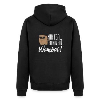 Australien Wombat Beuteltier - Unisex Premium Bio Zip Hoodie - Schwarz - Hinten - Nico (187cm)