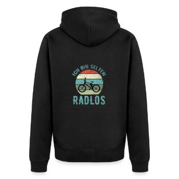 Ich Bin Selten Radlos - Fahrrad - Unisex Premium Bio Zip Hoodie - Schwarz - Hinten - Nico (187cm)