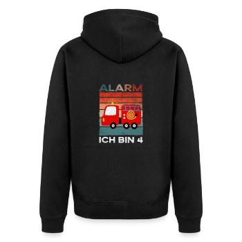 Feuerwehr Alarm ich bin 3 Geburstag Geschenk Kind - Unisex Premium Bio Zip Hoodie - Schwarz - Hinten - Nico (187cm)
