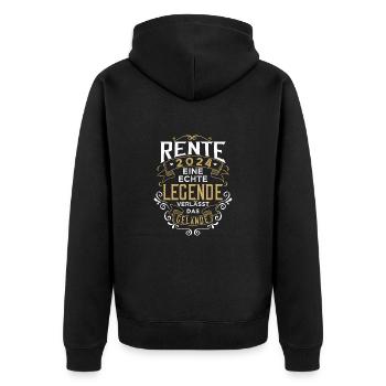 Rentnerin 2024 Lustiger Spruch Pesion Ruhestand - Unisex Premium Bio Zip Hoodie - Schwarz - Hinten - Nico (187cm)
