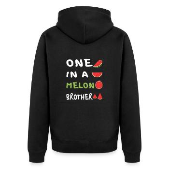 Einer in einer Melone - Unisex Premium Bio Zip Hoodie - Schwarz - Hinten - Nico (187cm)