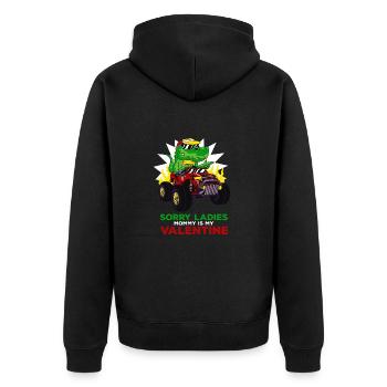 Sorry Ladies Mommy Is My Valentine - Unisex Premium Bio Zip Hoodie - Schwarz - Hinten - Nico (187cm)