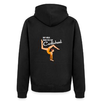 J’aime la gymnastique, la gymnastique, la gymnaste - Veste à capuche bio Premium Unisexe - noir - Dos - Nico (187cm)