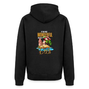 Funny Christmas In July Santa Claus Surfing On The - Unisex Premium Bio Zip Hoodie - Schwarz - Hinten - Nico (187cm)