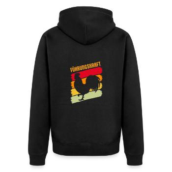 Führungskraft Hühner Hahn - Unisex Premium Bio Zip Hoodie - Schwarz - Hinten - Nico (187cm)