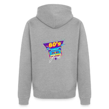 80's| Costume| Bright Colors| Millennials|Humor - Unisex Premium Bio Zip Hoodie - Grau meliert - Hinten - Nico (187cm)
