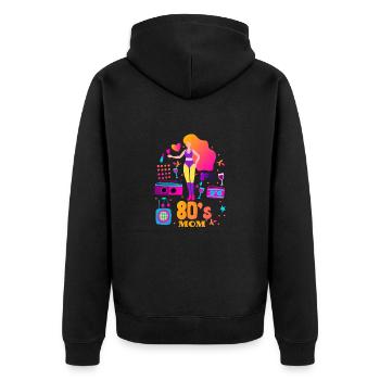 80's| Costume| Bright Colors| Millennials|Humor - Unisex Premium Bio Zip Hoodie - Schwarz - Hinten - Nico (187cm)