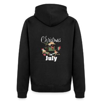 Christmas In July Santa Hat Sunglasses Summer - Unisex Premium Organic Zip Hoodie - black - Back - Nico (187cm)