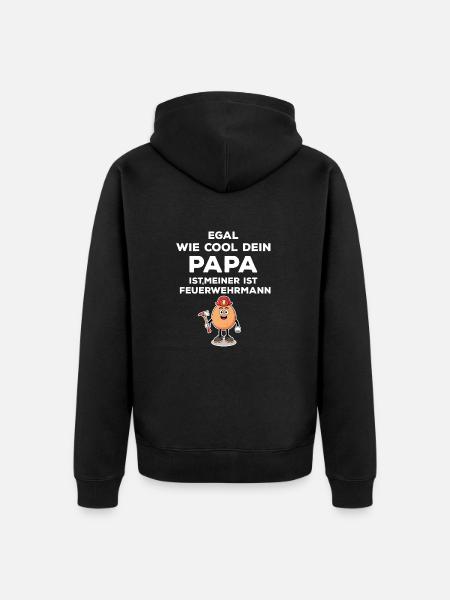 Feuerwehr Feuerwehrmann Papa Kind - Unisex Premium Bio Zip Hoodie - Schwarz