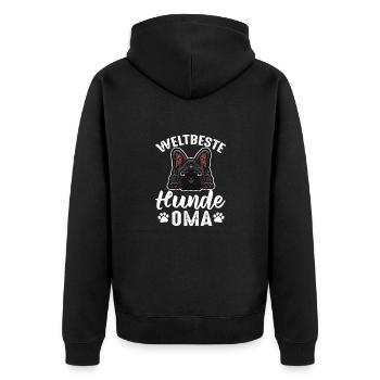 Weltbeste Hunde Oma Frauchen Hunde Spruch Geschenk - Unisex Premium Bio Zip Hoodie - Schwarz - Hinten - Nico (187cm)