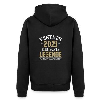 Rentner eine Legende verlässt das Gelände - Unisex Premium Bio Zip Hoodie - Schwarz - Hinten - Nico (187cm)