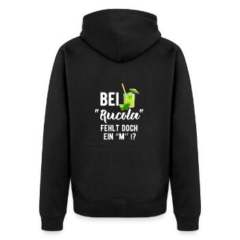 Rum Cola Party Alkohol Spruch Geschenk - Unisex Premium Bio Zip Hoodie - Schwarz - Hinten - Nico (187cm)