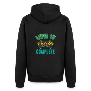 Birthday Level 18 complete gaming - Unisex Premium Organic Zip Hoodie - black - Back - Nico (187cm)