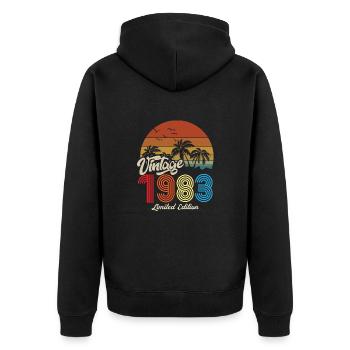 Unique vintage copy 1983 Limited edition - Unisex Premium Organic Zip Hoodie - black - Back - Nico (187cm)