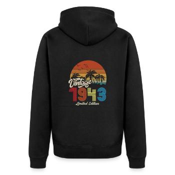 Vintage unique copy 1943 Limited edition - Unisex Premium Organic Zip Hoodie - black - Back - Nico (187cm)
