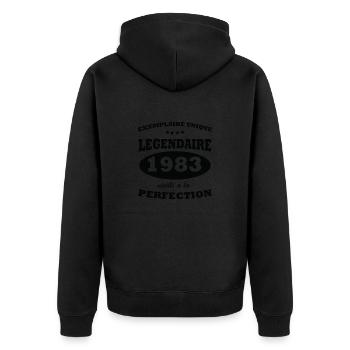 Unique vintage copy 1983 Limited edition - Unisex Premium Organic Zip Hoodie - black - Back - Nico (187cm)