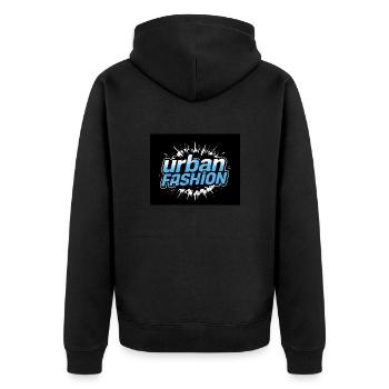 IMG 0105 - Unisex Premium Bio Zip Hoodie - Schwarz - Hinten - Nico (187cm)